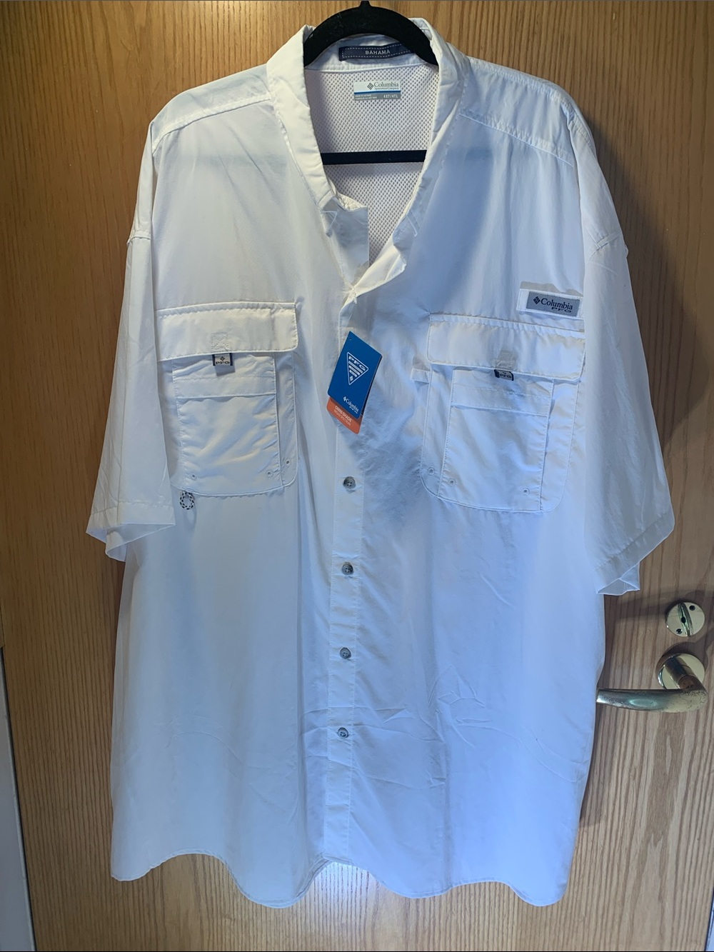 Columbia Men’s White Short-Sleeve Fishing Shirt - Size 4XT/4TL